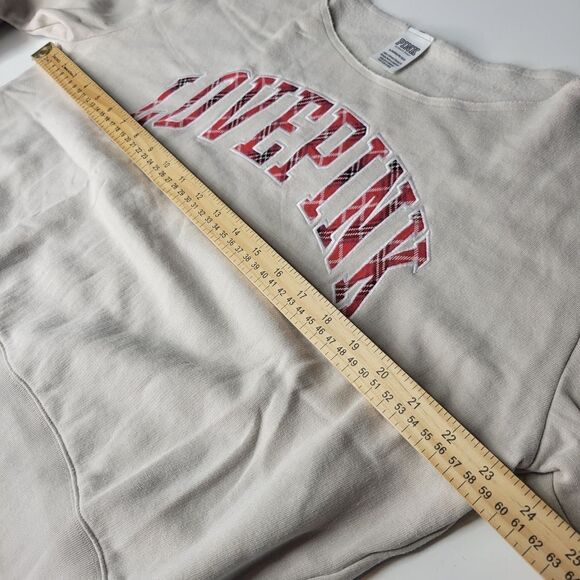 CHRISTMAS RED PLAID LOVE PINK VICTORIA'S SECRET SWEATSHIRT XL EXTRA LARGE - Picture 2 of 6